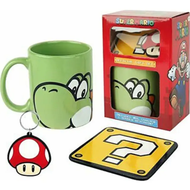 Nintendo Super Mario® Σετ Δώρου Μπρελόκ με Κεραμική Κούπα και Σουβέρ