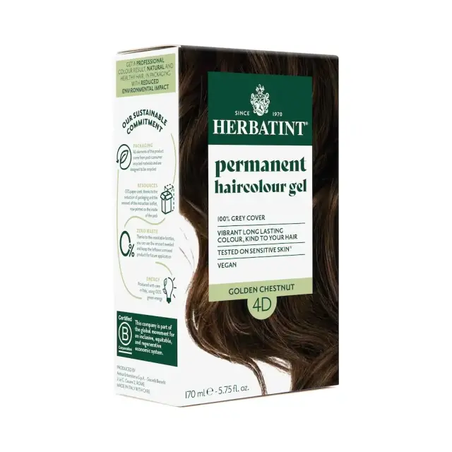 Herbatint Permanent Βαφή Μαλλιών Χωρίς Αμμωνία 4d Καστανό Χρυσαφί 170ml