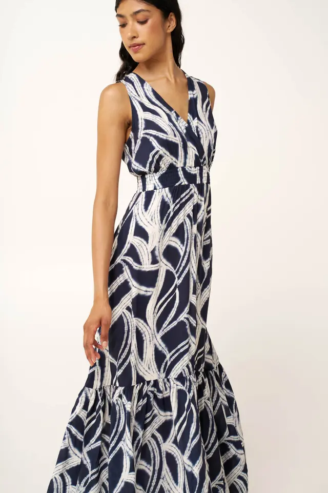 Maxi Καλοκαιρινό Φόρεμα από Ποπλίνα Vamp 24417 BLUE 3