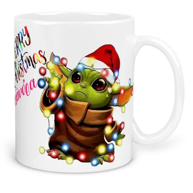 κούπα κεραμική 330ml χριστουγεννιάτικη YODA με όνομα Αλεξάνδρα η κούπα είναι με κουτί συσκευασίας δώρου 2