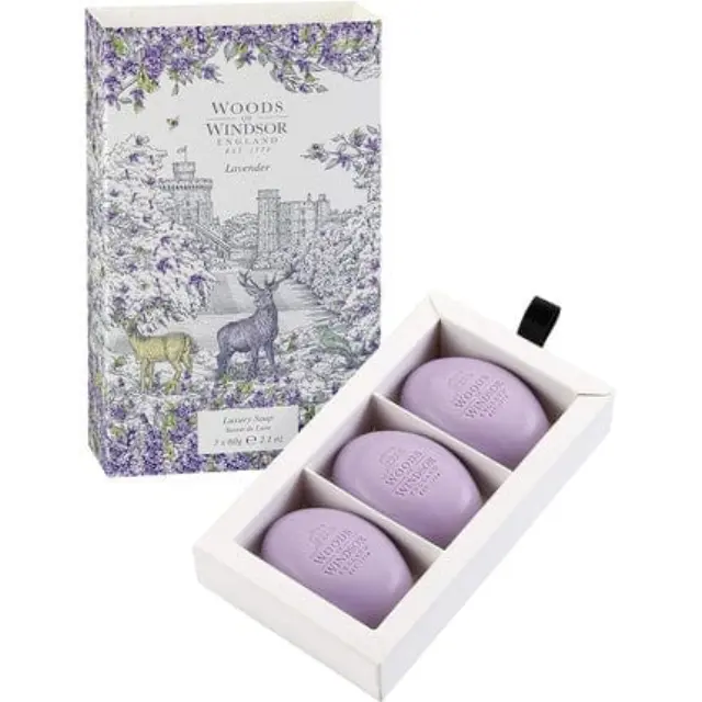 WOODS OF WINDSOR Woods Of Windsor Luxury Soap Lavender Σαπούνια πολυτελείας με άρωμα Λεβάντα 3 x 60 gr