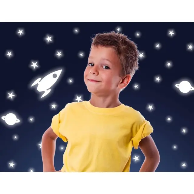 Αυτοκόλλητα Φωσφορίζοντα Ango Rocket & Stars Small 77226