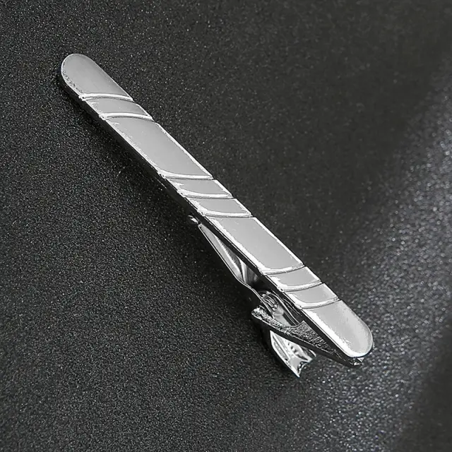 Ασημί Κλιπ Γραβάτας 6 cm με Στρας – LGD-TC/57 2