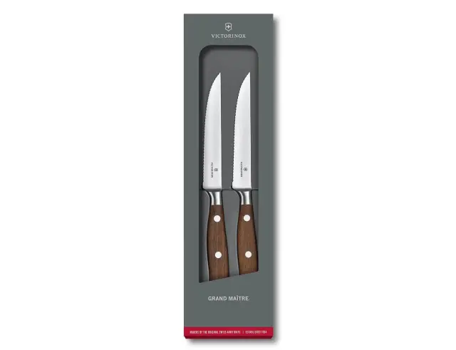 Σετ Μαχαίρια Μπριζόλας Victorinox Grand Maitre με ξύλινη λαβή και μήκος λεπίδας 12cm - 2 τεμάχια - Σε συσκευασία δώρου7.7240.2W 2