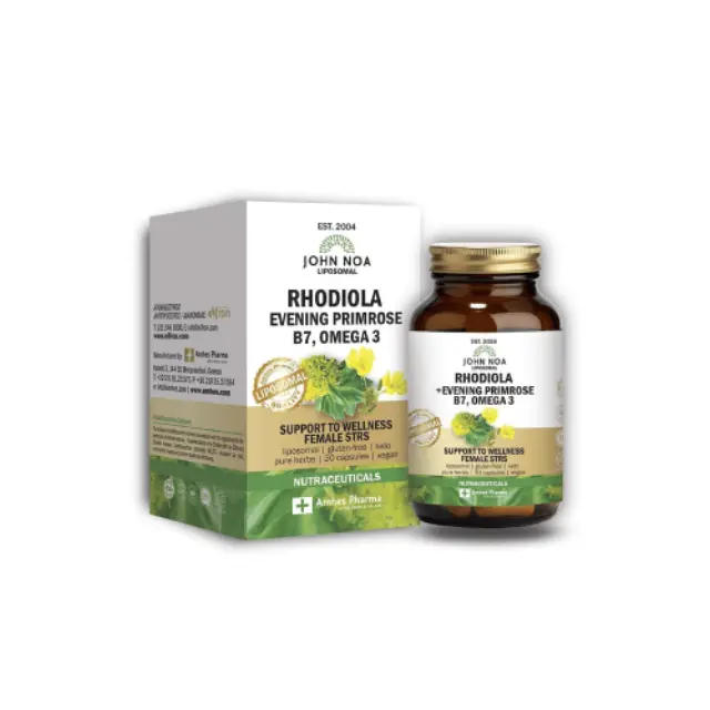 John Noa Liposomal Rhodiola Evening Primrose B7 Omega 3 Συμπλήρωμα Διατροφής για τις Ανάγκες των Γυναικών, 30 κάψουλες
