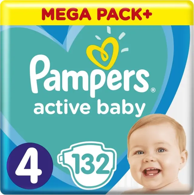 Πανες Pampers Active Baby Mega Pack Νo4 (9-14kg) 132τεμ