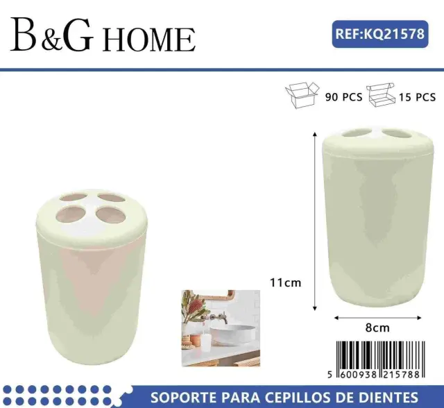 Θήκες οδοντόβουρτσας πλαστικές σε σετ 5Χ - Beige - 21578 2