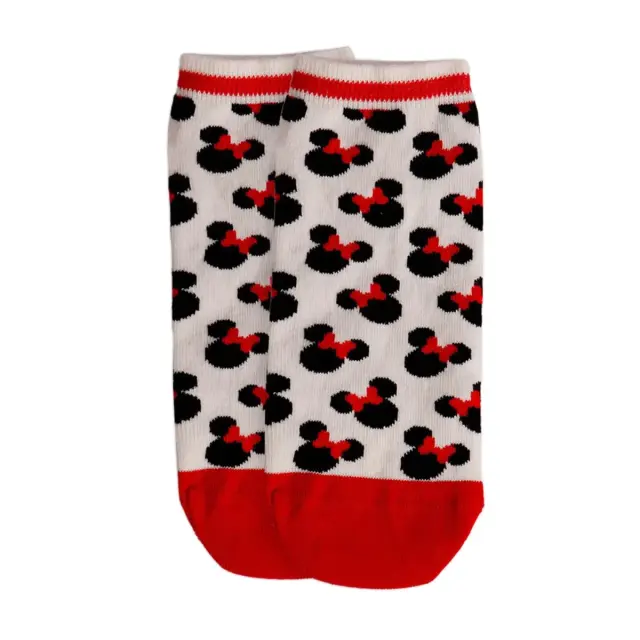 Admas Γυναικείες Κάλτσες Σοσόνια Disney Minnie Smile Faces, Χρώμα Λευκό-Κόκκινο - ONESIZE