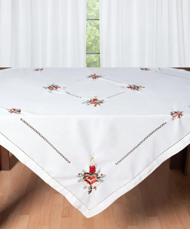 Χριστουγεννιάτικο τραπεζοκαρέ (140cm x 140cm) 1982 ivory - -