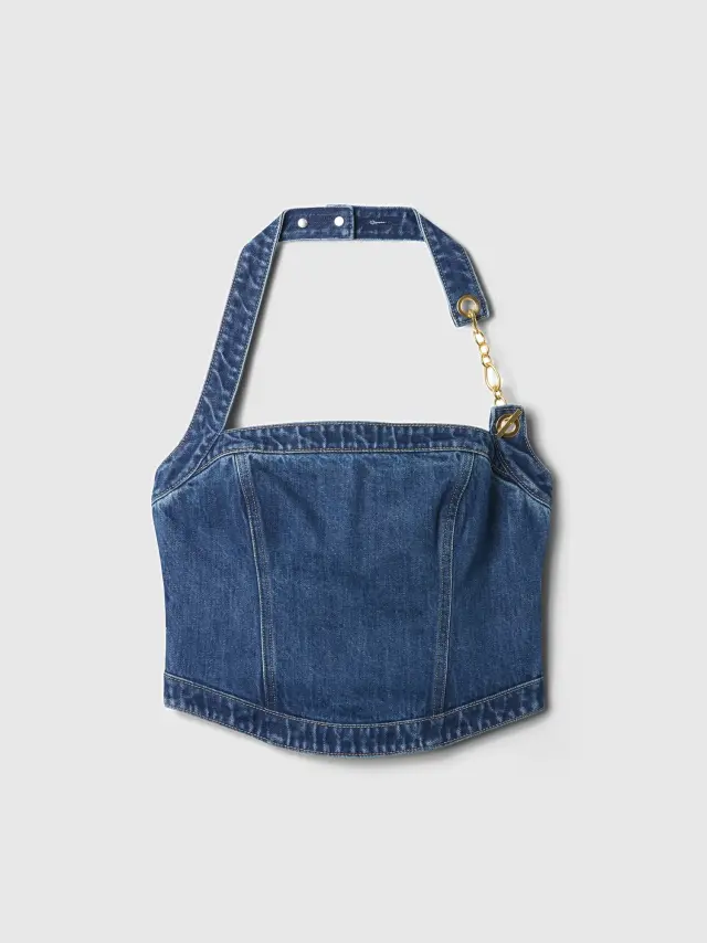 Gap & Cult Gaia Cropped Denim Μπούστο Medium indigo - 2