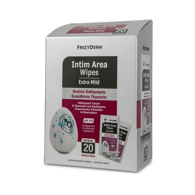 FREZYDERM Intim Area Wipes pH4 Μαντηλάκια Καθαρισμού Ευαίσθητης Περιοχής, 20 τεμάχια