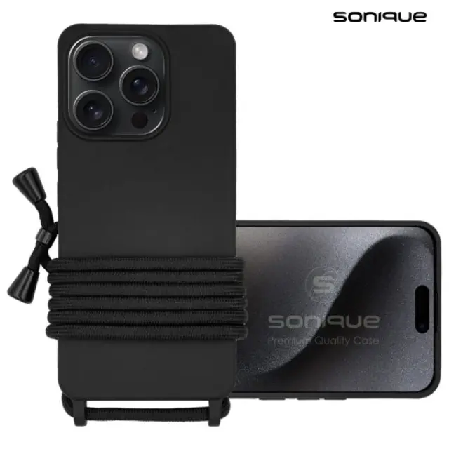 Θήκη Σιλικόνης με Κορδόνι CarryHang Sonique Apple iPhone 16 Pro Μαύρο
