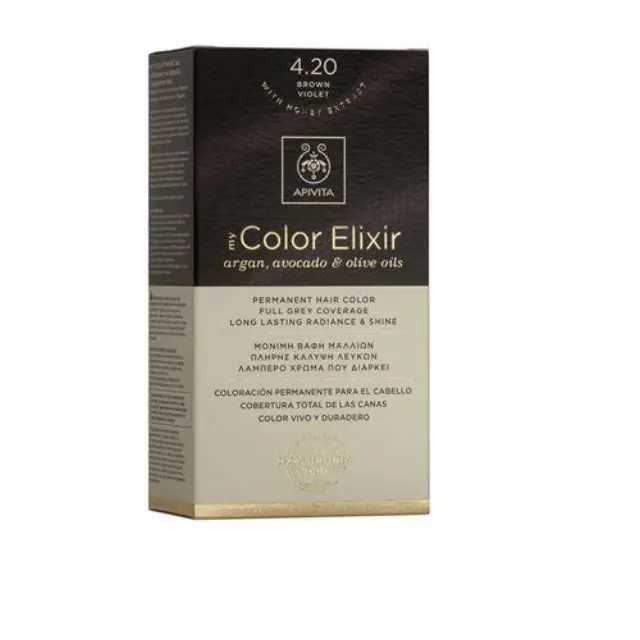 Apivita My Color Elixir 4.20 Μόνιμη Βαφή Μαλλιών Καστανό Βιολετί, 50ml