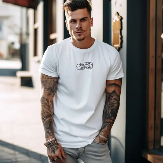 T-shirt Noshame® Λευκό με τύπωμα - 112554 - XXL