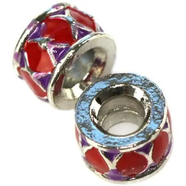 Μεταλλική Χάντρα Modular Red Tube 7x10mm - 5τεμ