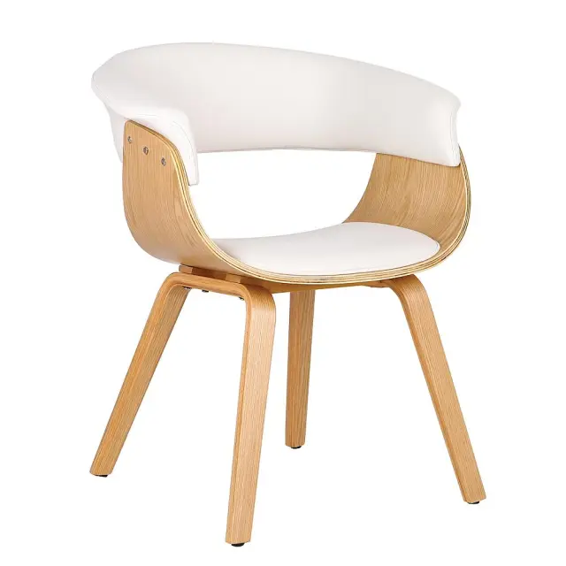 Πολυθρόνα HERMAN Φυσικό/Λευκό Ξύλο/PVC/PU 68x56x77cm