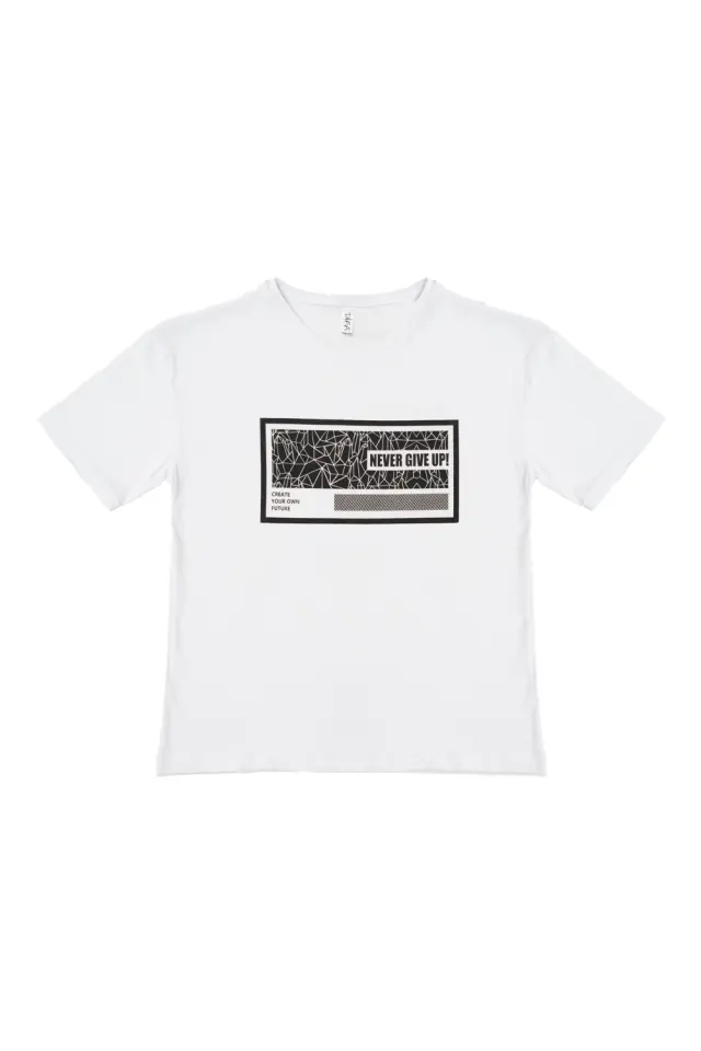 T-Shirt Kid Never Give Up Λευκό