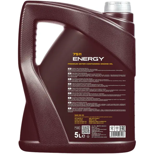 Συνθετικό Λάδι Κινητήρα MANNOL Energy 5W-30 (7511) | 5 Λίτρα – API SN/CH-4, ACEA A3/B4 2