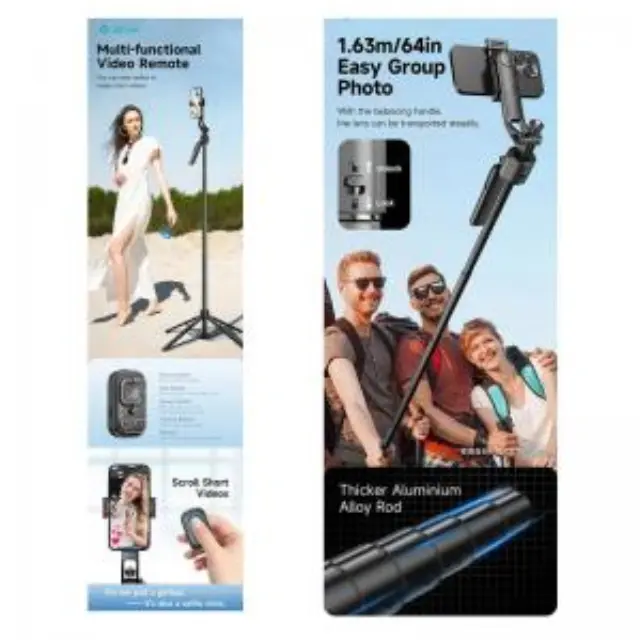 Ασύρματο Selfie Stick & Τρίποδο Devia ES086 C17 με AI Face Tracking για Smartphones Πλάτους 65 έως 95mm Μαύρο N67013 3