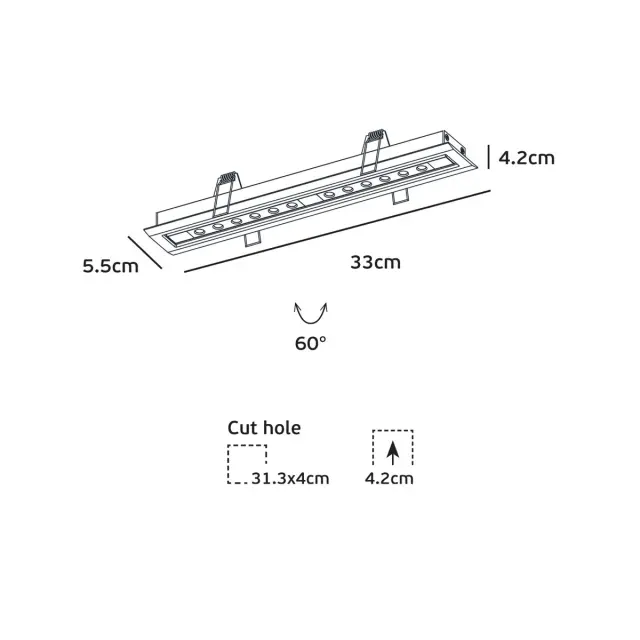 Kit 04442/B/W Χωνευτό κινητό φωτιστικό οροφής led 12x1W 3000K μαύρο 2