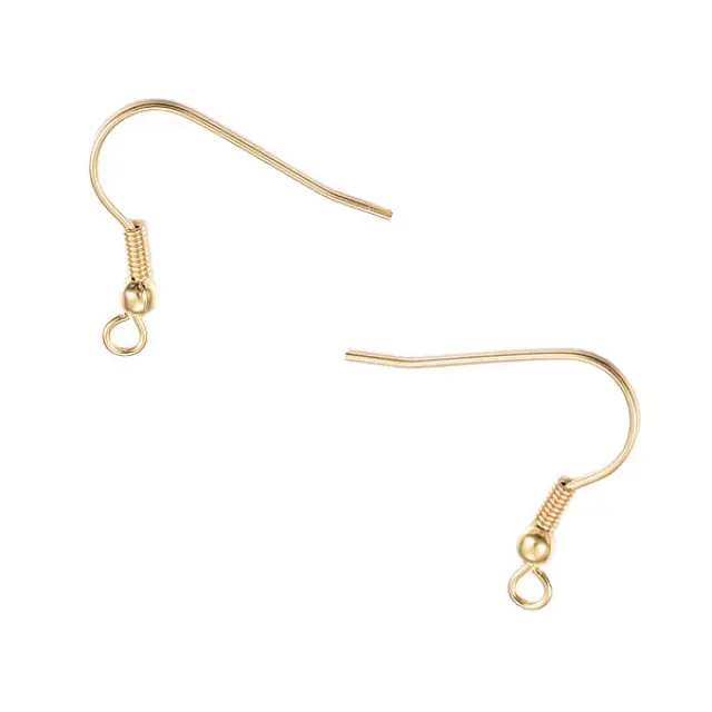 Σκουλαρίκι Hook 20mm με Μπίλια 3mm & Σπείρα Ανοξείδωτο Ατσάλι 304 Golden - 10τεμ