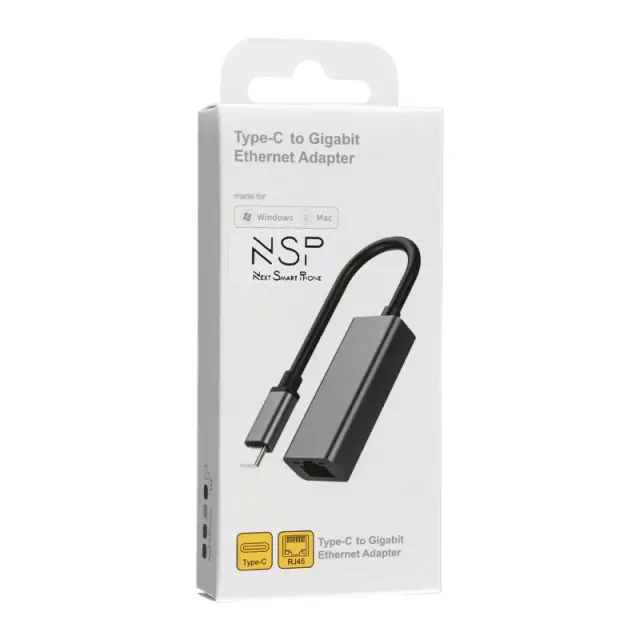 Αντάπτορας USB Type-C 3.1 Αρσενικό Σε RJ45 Gigabit Ethernet Θηλυκό 1000Mbps NSP N08 3