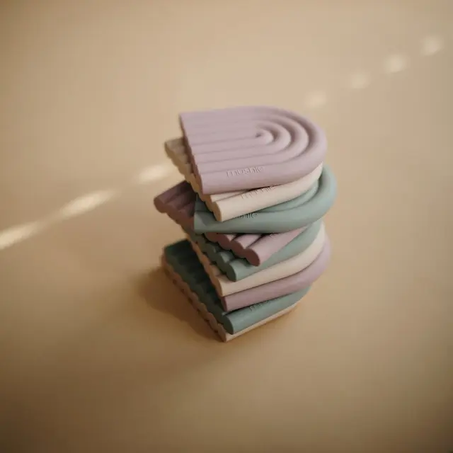Mushie Teether - Rainbow - Mauve 3