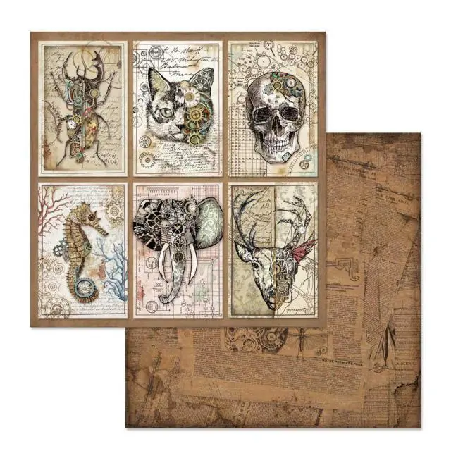 Χαρτί Scrapbooking Stamperia Διπλής Όψης Antonis Tzanidakis Collection - Mechanical Fantasy Cards - 31x30cm