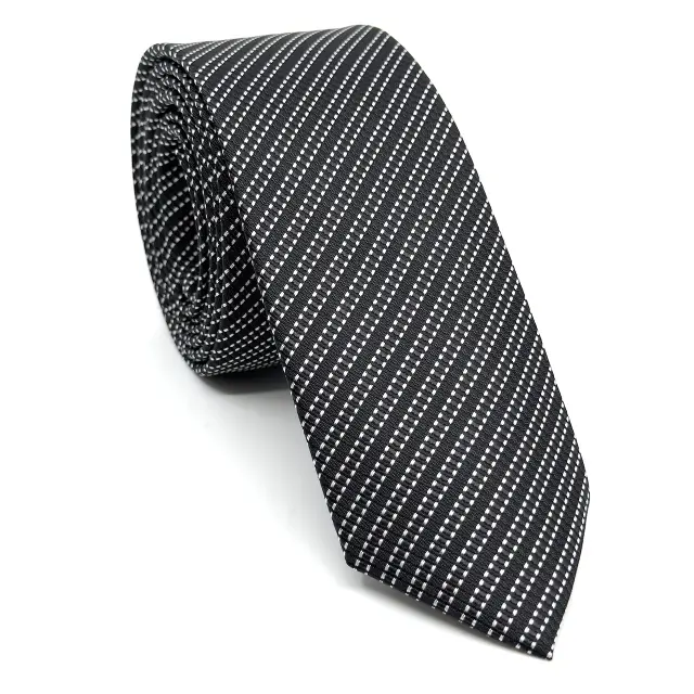 Γραβάτα Microfiber σε Μαύρο Μοτίβο Σετ με Μαντηλάκι 3