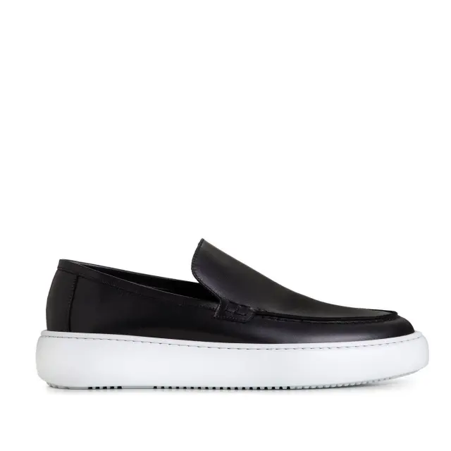 Ανδρικά Δερμάτινα Loafers Makris L4 Μαύρα Μαύρο - 43