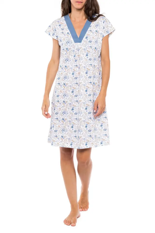 S1156 - Type - NIGHTGOWN V BLUE FLOWER - S