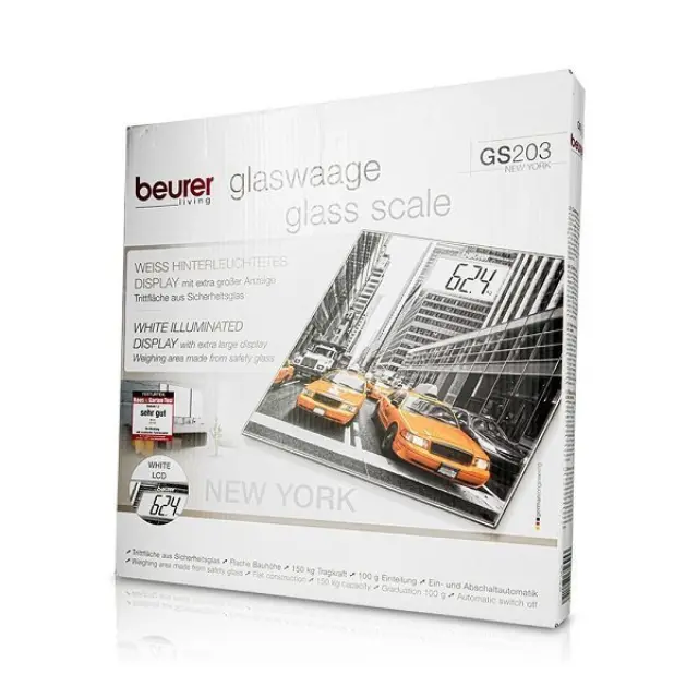 Beurer GS 203 Γυάλινη Ψηφιακή Ζυγαριά Μπάνιου - Νέα Υόρκη