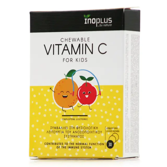 Ino Plus Vitamin C for Kids 30 μασώμενες ταμπλέτες Πορτοκάλι