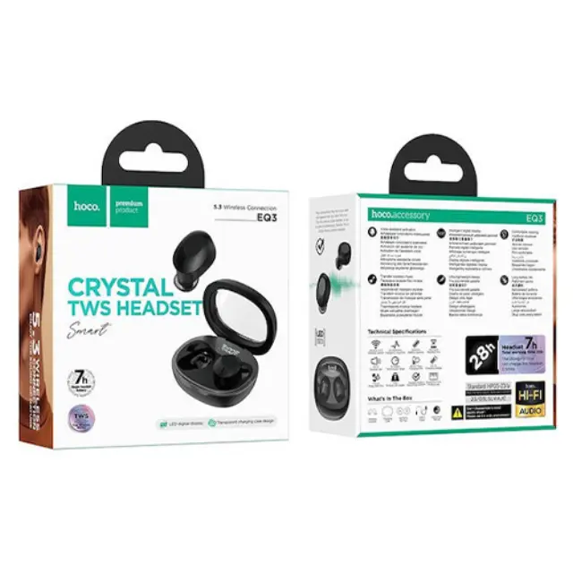 Hoco EQ3 In-ear Bluetooth Handsfree Ακουστικά με Θήκη Φόρτισης Μαύρα 3