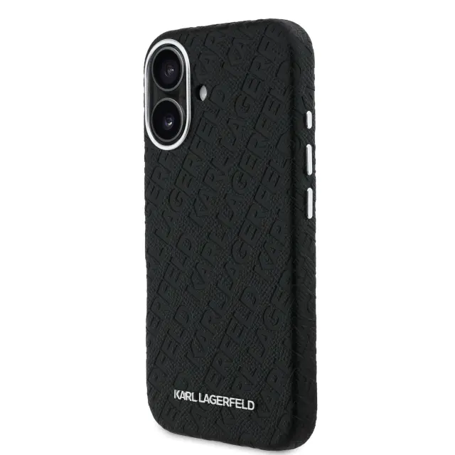 Karl Lagerfeld Grained PU Repeated Logo MagSafe Case for iPhone 16 Black 2
