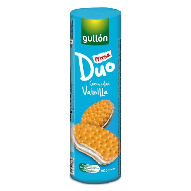 Gullon Μπισκότα Mega Duo με Γέμιση κρέμα βανίλια 500gr