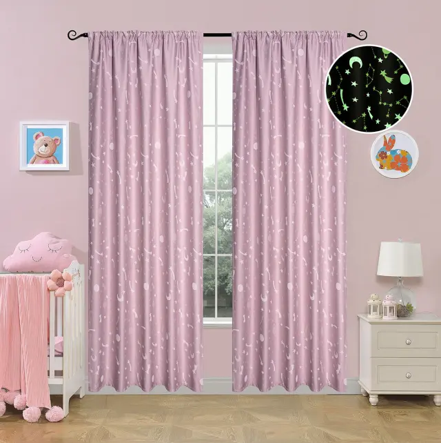 Κουρτίνα Με Τρέσα 140x270 Φωσφοριζέ Beauty Home 6141 Ροζ 100% Πολυέστερ