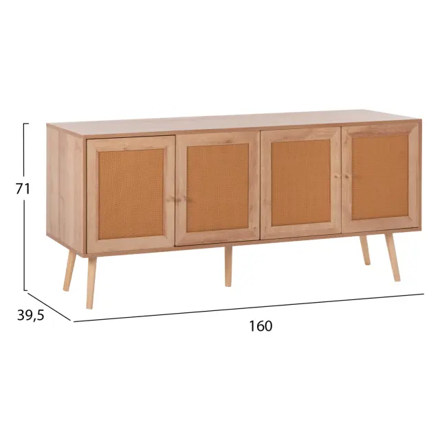ΜΠΟΥΦΕΣ FB99440.11 ΜΕΛΑΜΙΝΗΣ & ΣΥΝΘΕΤΙΚΟ RATTAN ΣΤΙΣ 4 ΠΟΡΤΕΣ 160x39,5x71Yεκ. 2
