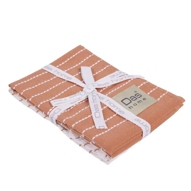 Πετσέτες Κουζίνας Σετ 2Τεμ 30x50 Das Home 0826 Terracotta-White 100% βαμβακερό 2