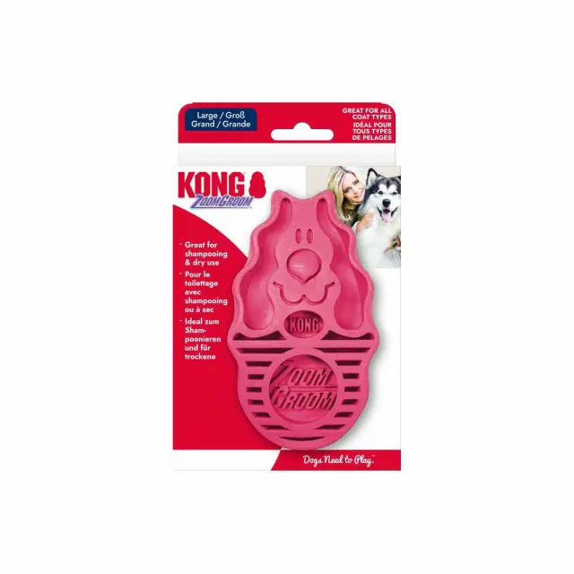 Kong - ZoomGroom - Raspberry - 12x7.5x4.5cm - Pet Supplies