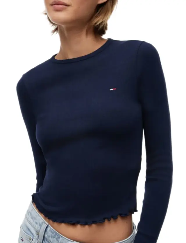 TommyHilfiger γυναικεία ριμπ μπλούζα slim DW0DW22783-1 - XL 2