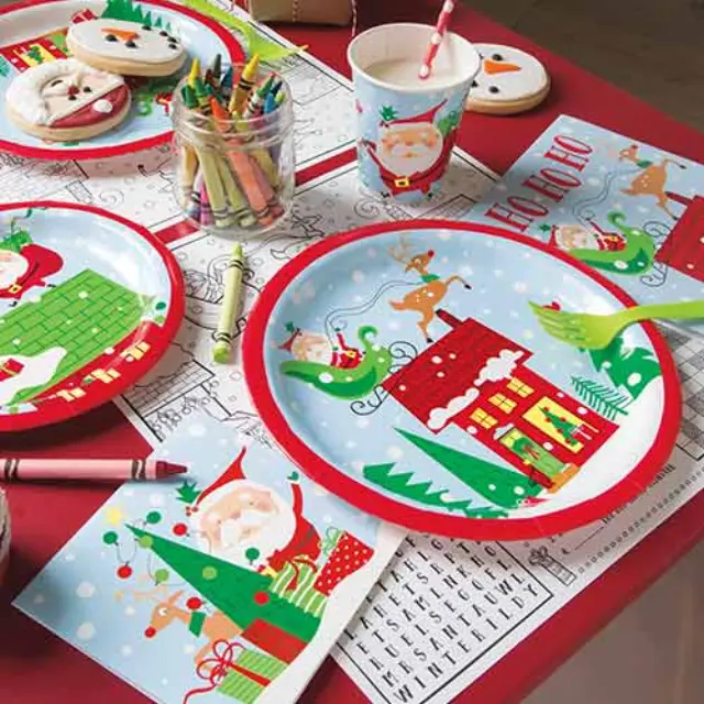 Πιάτα Χάρτινα Φαγητού Άγιος Βασίλης / 8 τμχ - Colorful Santa