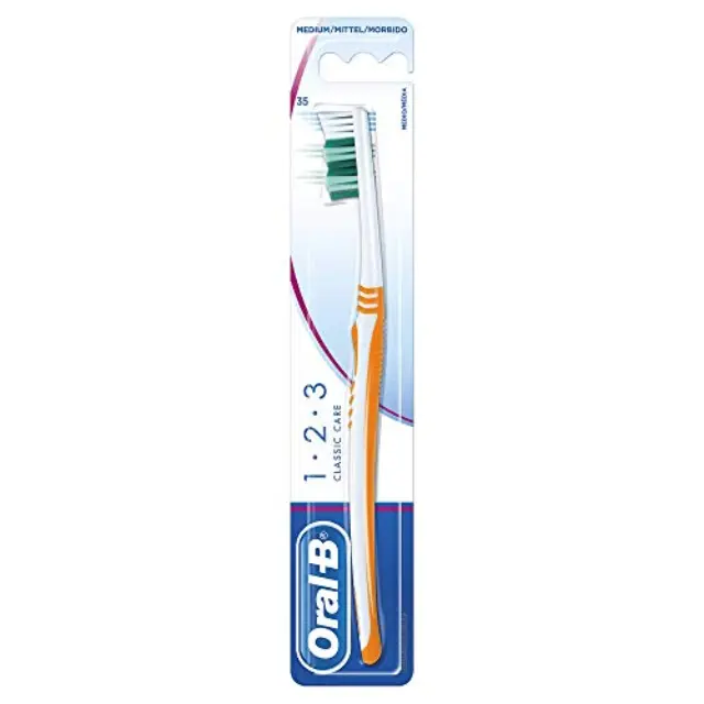 Oral-B 1,2,3 Classic Care Short Head Toothbrush, 35 medium, assorted colours (1 piece) 3014260746773 orange 1