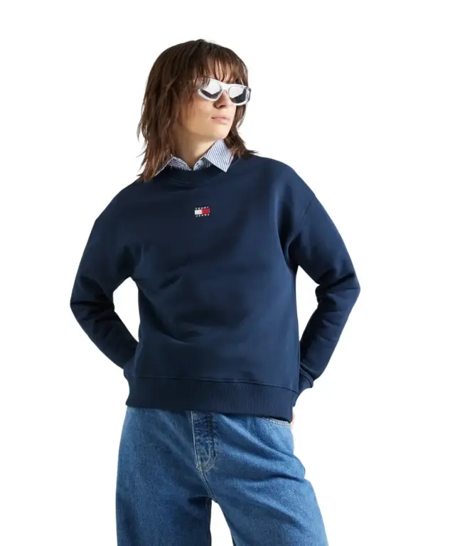 Tommy Hilfiger - Γυναικείο Φούτερ Badge Loose Fit DW0DW17325-C1G Μπλε Σκούρο - S
