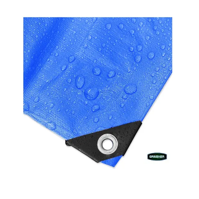 Grasher Αδιάβροχος μουσαμάς-τέντα με κρίκους 120gr/m² 3x4m Μπλέ / 103683