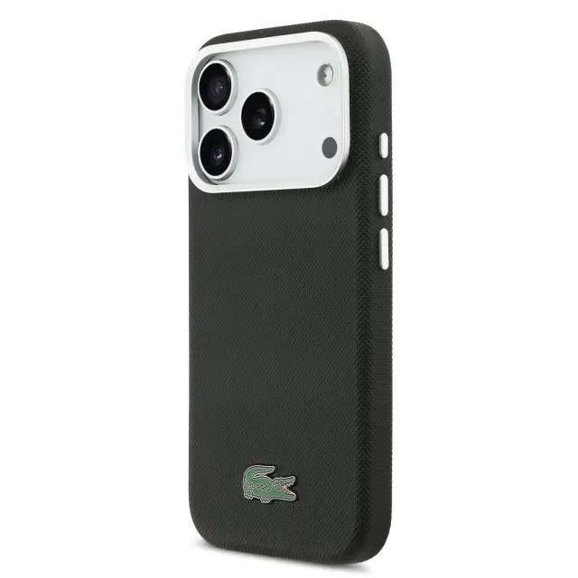 Lacoste PVC Iconic Petit Pique Metal Logo MagSafe Case for iPhone 17 Pro Max Black 2