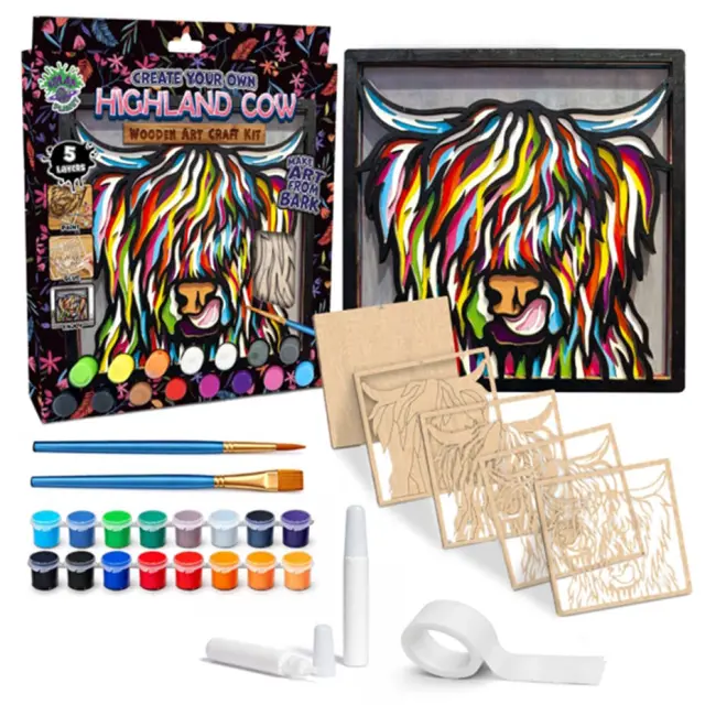 Splat Planet 3D Ξύλινη Κατασκευή Ζωγραφικής / Wooden Art Craft Kit: Highland Cow
