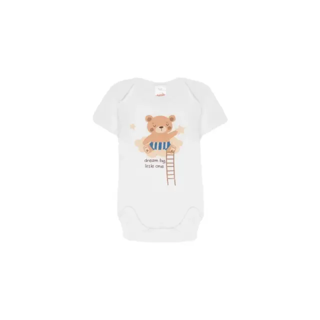 Minerva Βρεφικό Φορμάκι Αγόρι Teddy Bear - Διπλό Πακέτο, Χρώμα Λευκό-Μπεζ 3