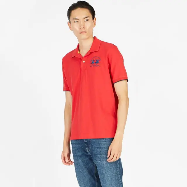 La Martina - Ανδρικό Κοντομάνικο Polo Regular Fit CCMP01-PK001-06008 Κόκκινο - 2XL