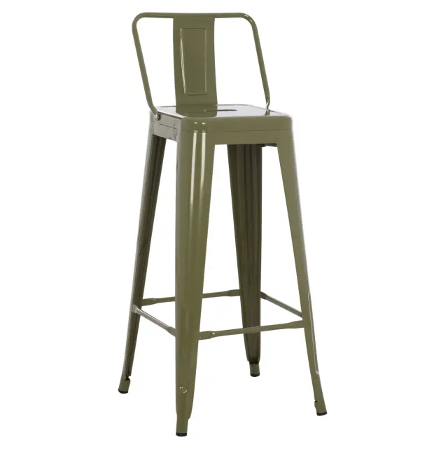 ΣΚΑΜΠΟ BAR ME ΠΛΑΤΗ ΜΕΤΑΛΛΙΚΟ FB98643.43 DARK OLIVE GREEN 42x42x100Υεκ.